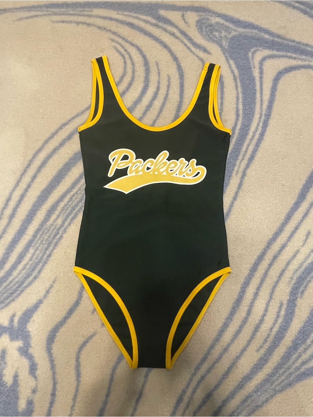 Green Bay Packers Logo One-Piece Swimsuit in Green and Gold